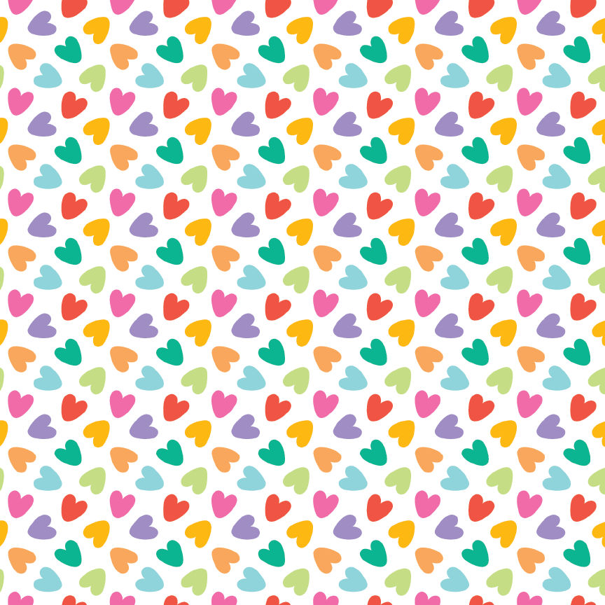 Multicolor Scattered Hearts Pattern Acrylic Sheets - CMB Pattern Acrylic